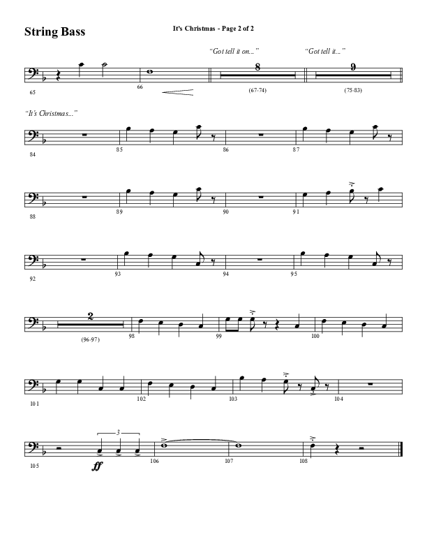 It's Christmas (Instrumental) Double Bass (Word Music Choral / Arr. Jay Rouse)