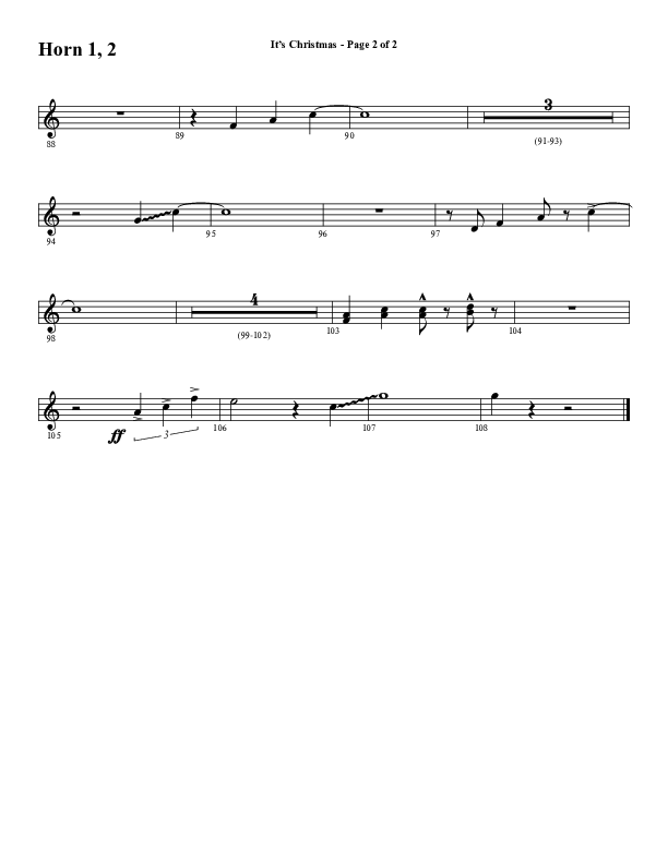 It's Christmas (Choral Anthem SATB) French Horn 1/2 (Word Music Choral / Arr. Jay Rouse)