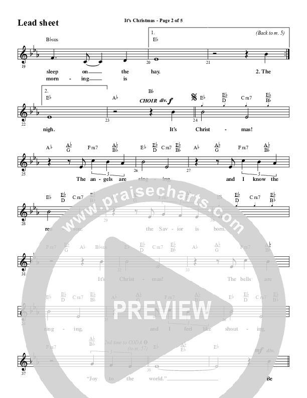 It's Christmas (Instrumental) Lead Sheet (Melody) (Word Music Choral / Arr. Jay Rouse)