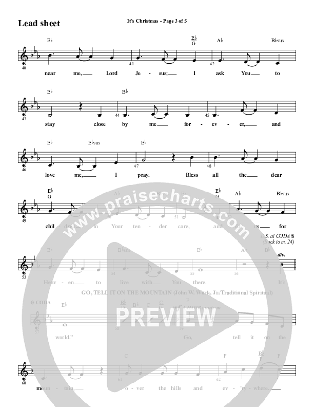 It's Christmas (Choral Anthem SATB) Lead Sheet (Melody) (Word Music Choral / Arr. Jay Rouse)