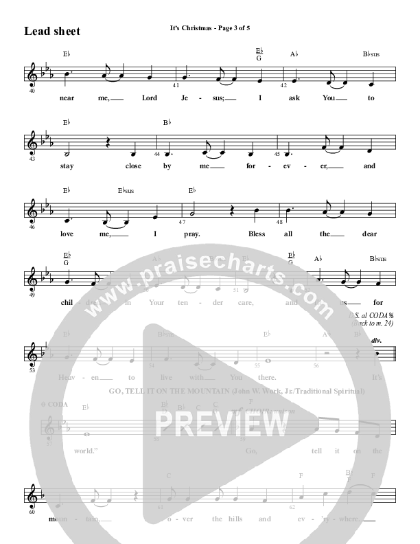It's Christmas (Instrumental) Lead Sheet (Melody) (Word Music Choral / Arr. Jay Rouse)