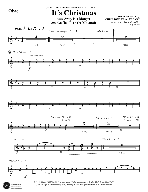 It's Christmas (Instrumental) Oboe (Word Music Choral / Arr. Jay Rouse)
