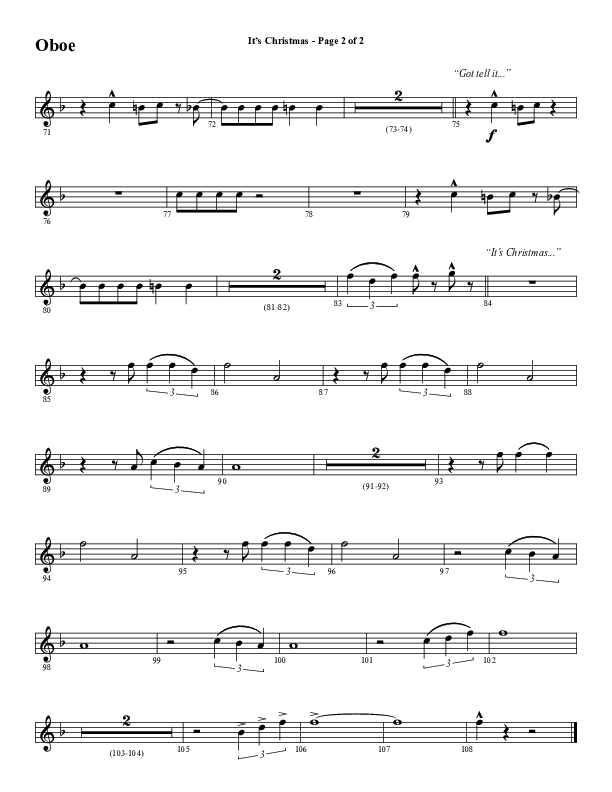 It's Christmas (Choral Anthem SATB) Oboe (Word Music Choral / Arr. Jay Rouse)