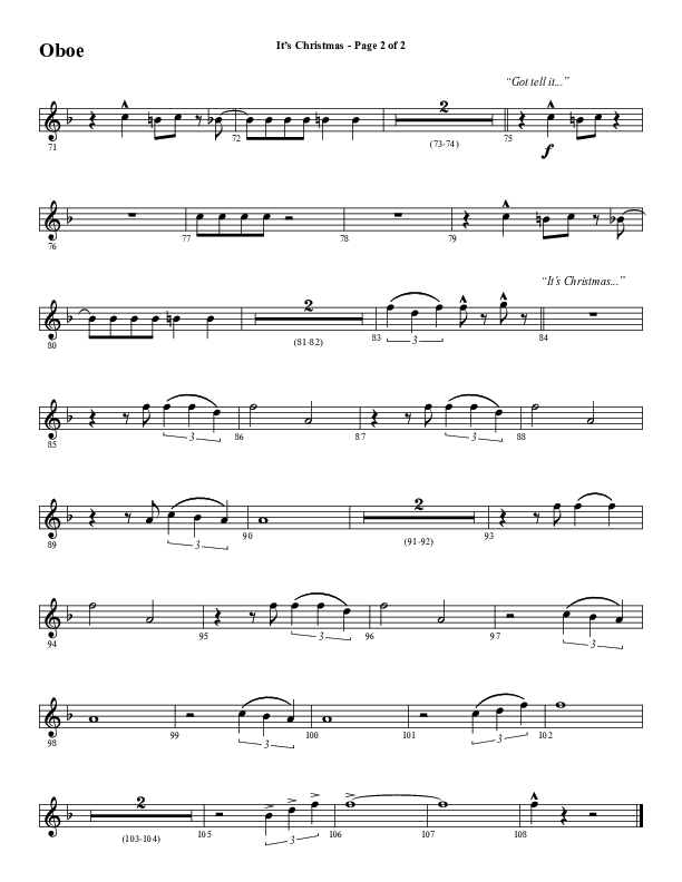It's Christmas (Instrumental) Oboe (Word Music Choral / Arr. Jay Rouse)