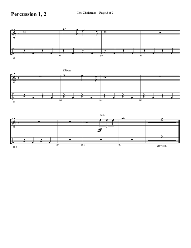 It's Christmas (Instrumental) Percussion 1/2 (Word Music Choral / Arr. Jay Rouse)