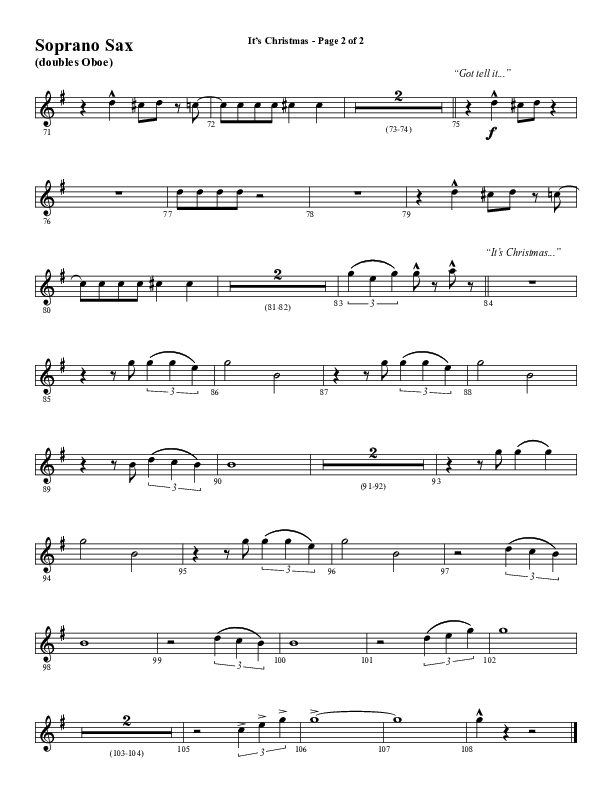 It's Christmas (Instrumental) Soprano Sax (Word Music Choral / Arr. Jay Rouse)