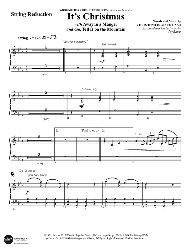 It's Christmas (Instrumental) String Reduction (Word Music Choral / Arr. Jay Rouse)
