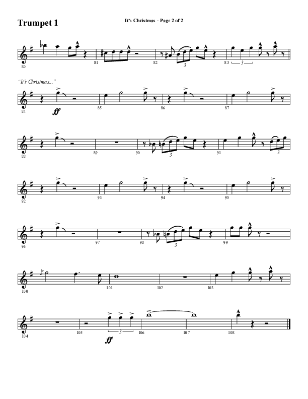 It's Christmas (Instrumental) Trumpet 1 (Word Music Choral / Arr. Jay Rouse)