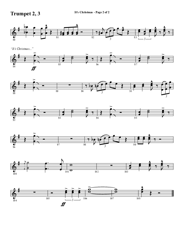 It's Christmas (Choral Anthem SATB) Trumpet 2/3 (Word Music Choral / Arr. Jay Rouse)