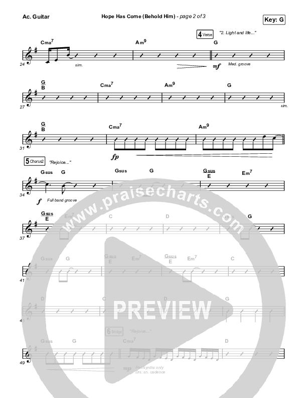 Hope Has Come (Behold Him) (Choral Anthem SATB) Acoustic Guitar (Red Rocks Worship / Arr. Luke Gambill)