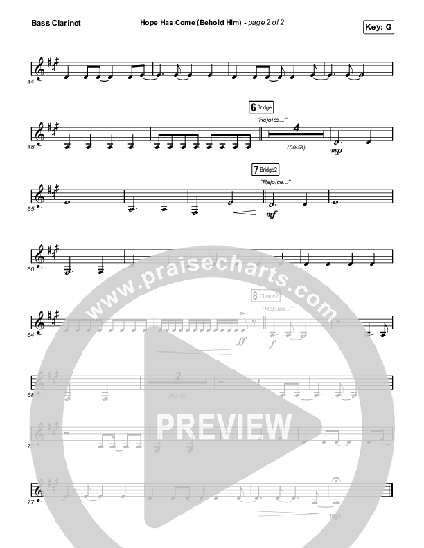 Hope Has Come (Behold Him) (Choral Anthem SATB) Bass Clarinet (Red Rocks Worship / Arr. Luke Gambill)
