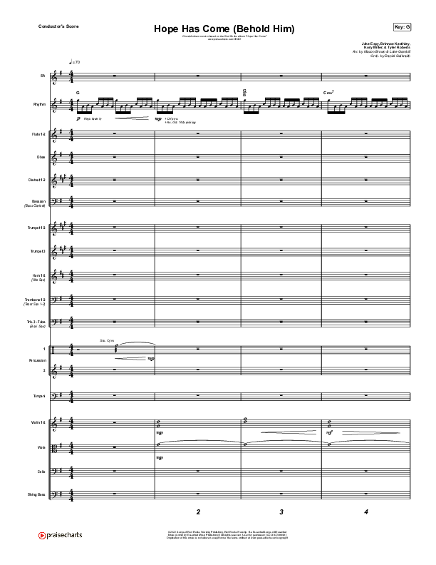 Hope Has Come (Behold Him) (Choral Anthem SATB) Orchestration (Red Rocks Worship / Arr. Luke Gambill)