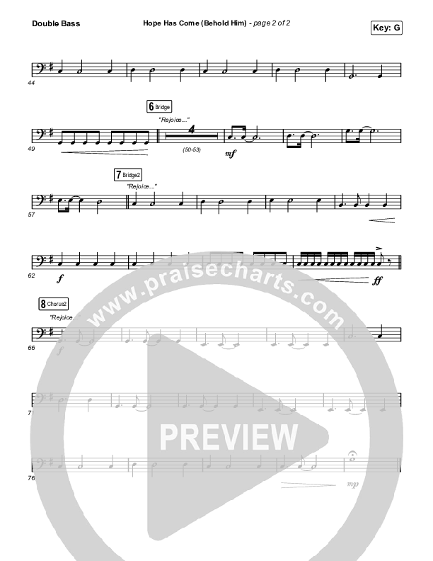 Hope Has Come (Behold Him) (Choral Anthem SATB) String Bass (Red Rocks Worship / Arr. Luke Gambill)