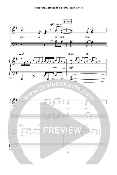 Hope Has Come (Behold Him) (Choral Anthem SATB) Octavo (SATB & Pno) (Red Rocks Worship / Arr. Luke Gambill)