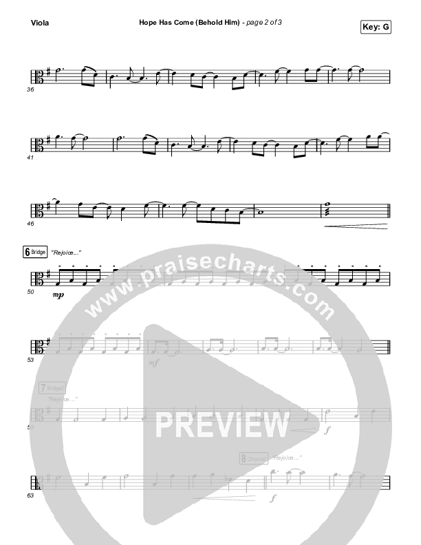 Hope Has Come (Behold Him) (Choral Anthem SATB) Viola (Red Rocks Worship / Arr. Luke Gambill)