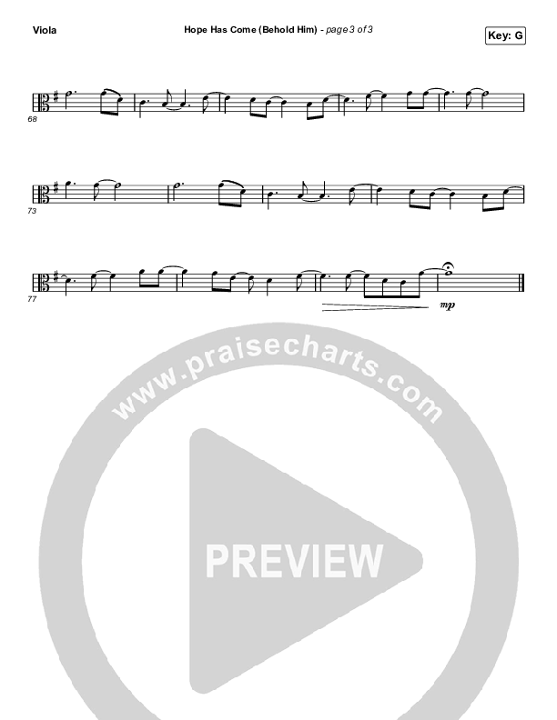 Hope Has Come (Behold Him) (Choral Anthem SATB) Viola (Red Rocks Worship / Arr. Luke Gambill)