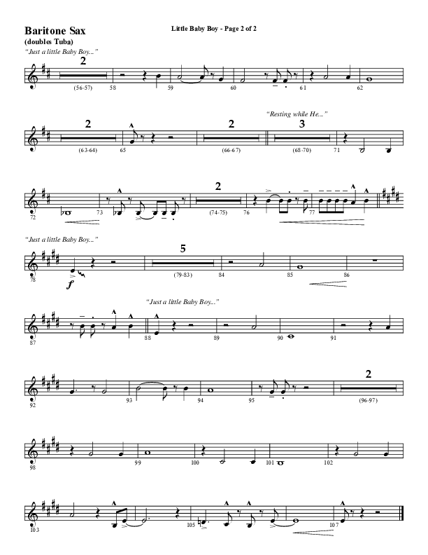 Little Baby Boy (Choral Anthem SATB) Bari Sax (Word Music Choral / Arr. J. Daniel Smith)