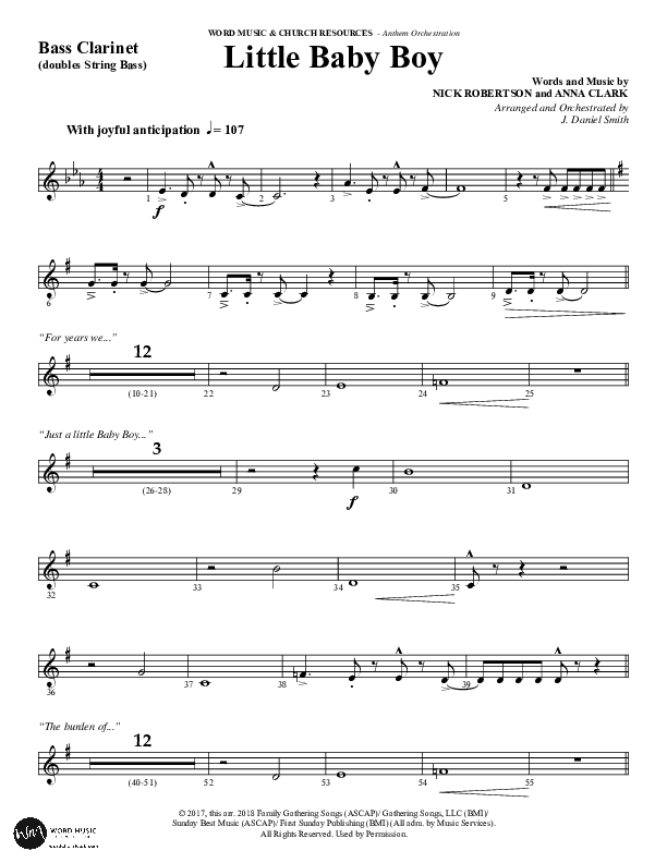 Little Baby Boy (Choral Anthem SATB) Bass Clarinet (Word Music Choral / Arr. J. Daniel Smith)