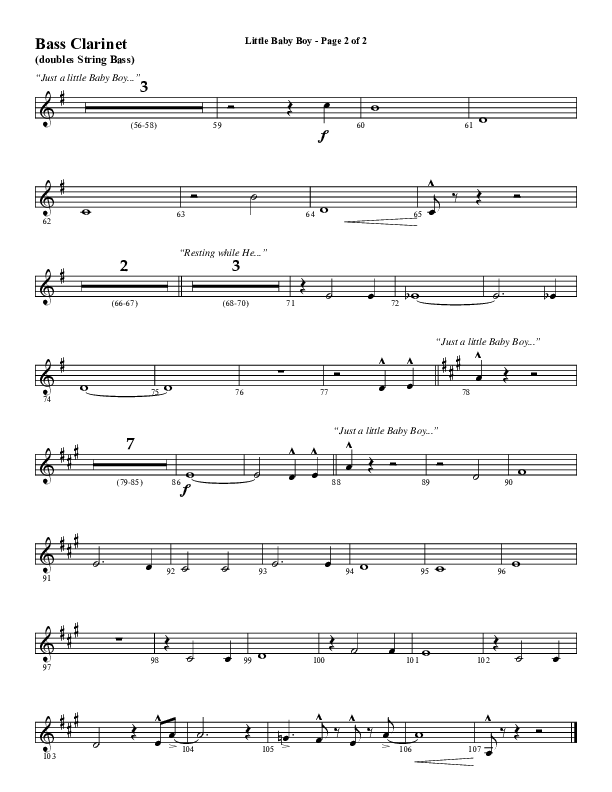Little Baby Boy (Choral Anthem SATB) Bass Clarinet (Word Music Choral / Arr. J. Daniel Smith)