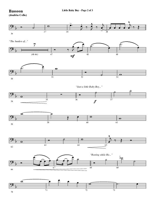 Little Baby Boy (Choral Anthem SATB) Bassoon (Word Music Choral / Arr. J. Daniel Smith)