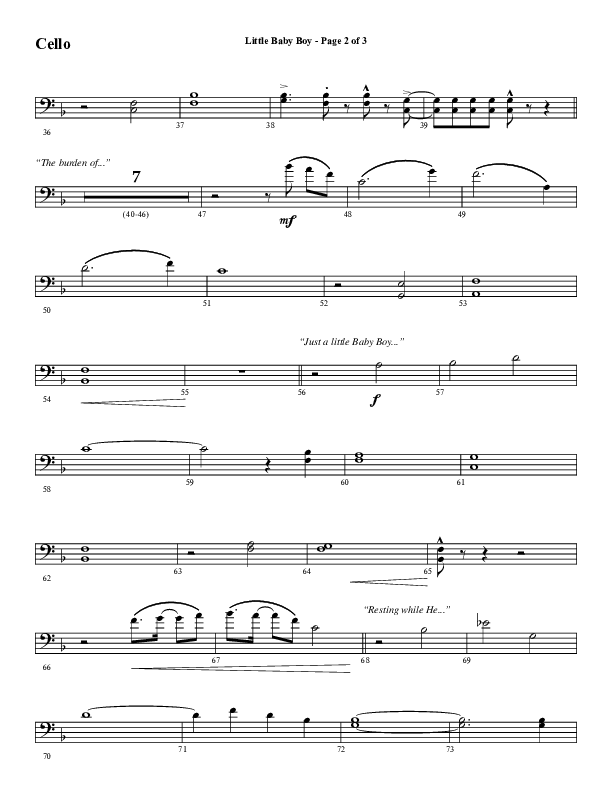 Little Baby Boy (Choral Anthem SATB) Cello (Word Music Choral / Arr. J. Daniel Smith)