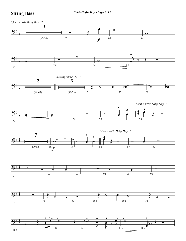 Little Baby Boy (Choral Anthem SATB) Double Bass (Word Music Choral / Arr. J. Daniel Smith)