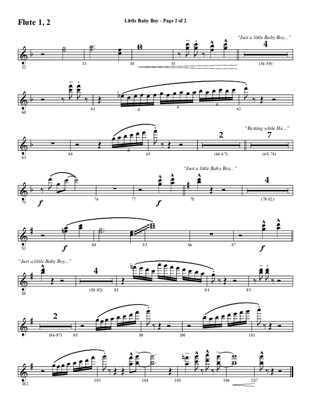 Little Baby Boy (Choral Anthem SATB) Flute 1/2 (Word Music Choral / Arr. J. Daniel Smith)