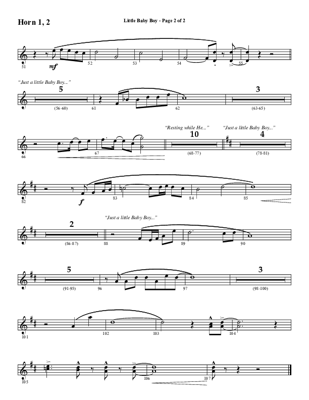 Little Baby Boy (Choral Anthem SATB) French Horn 1/2 (Word Music Choral / Arr. J. Daniel Smith)