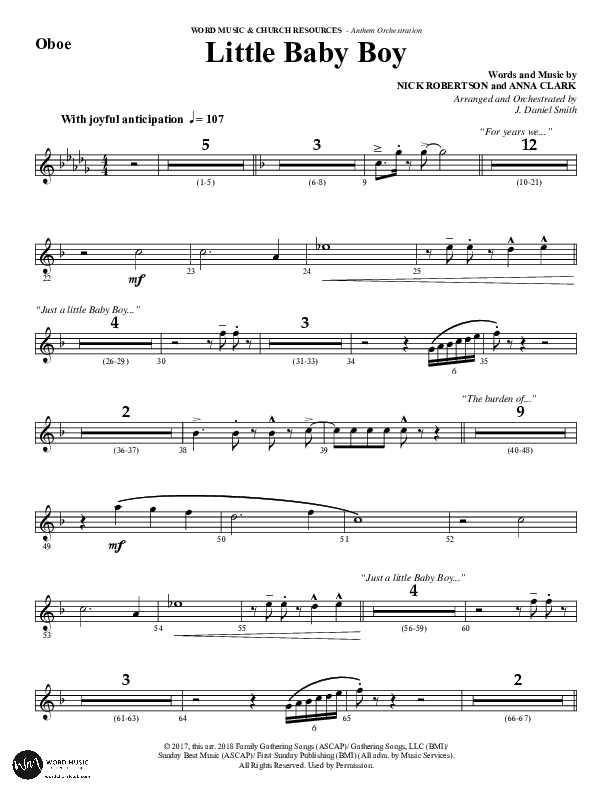 Little Baby Boy (Choral Anthem SATB) Oboe (Word Music Choral / Arr. J. Daniel Smith)
