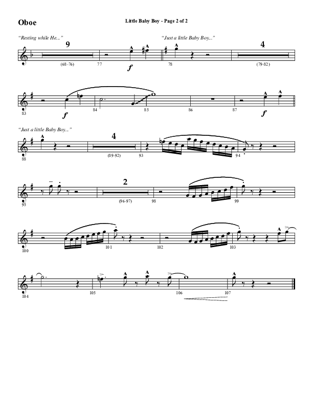 Little Baby Boy (Choral Anthem SATB) Oboe (Word Music Choral / Arr. J. Daniel Smith)