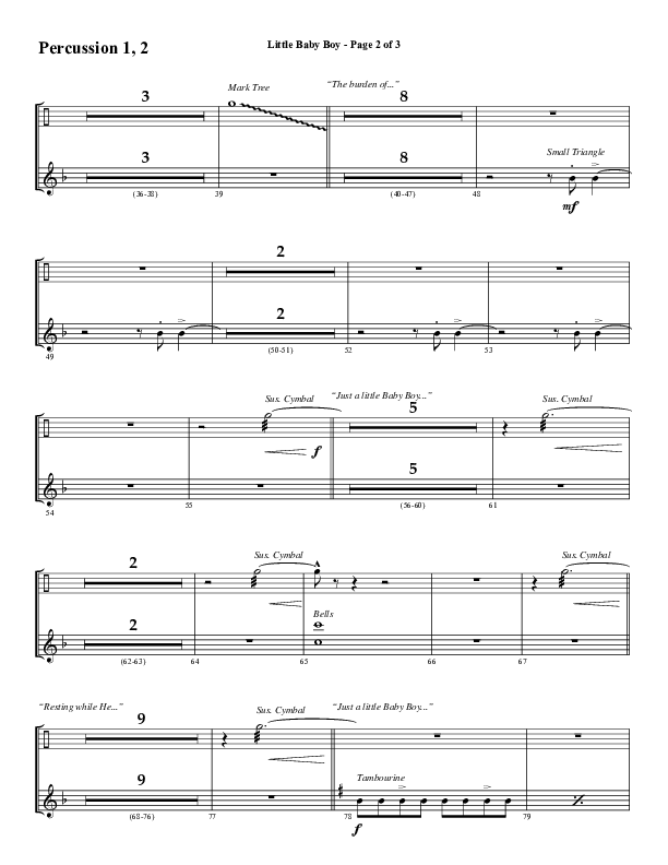 Little Baby Boy (Choral Anthem SATB) Percussion 1/2 (Word Music Choral / Arr. J. Daniel Smith)