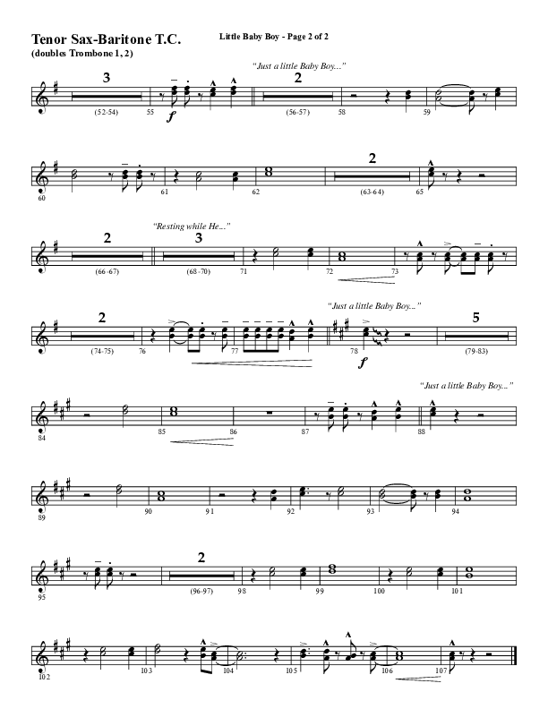 Little Baby Boy (Choral Anthem SATB) Tenor Sax/Baritone T.C. (Word Music Choral / Arr. J. Daniel Smith)