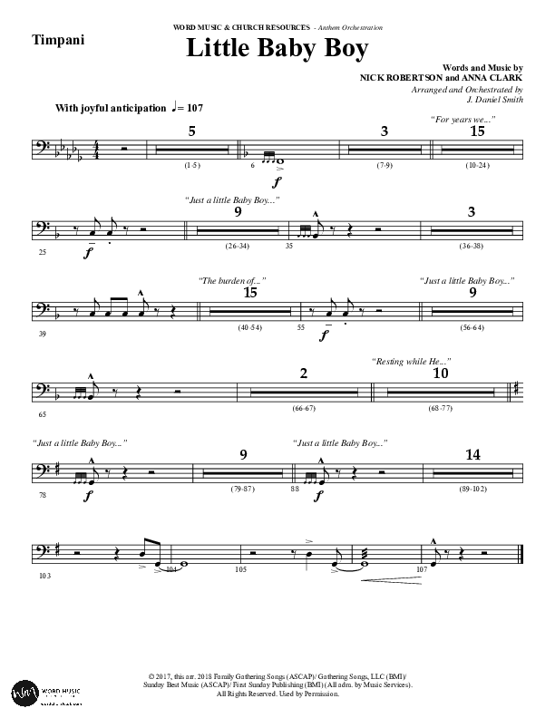Little Baby Boy (Choral Anthem SATB) Timpani (Word Music Choral / Arr. J. Daniel Smith)