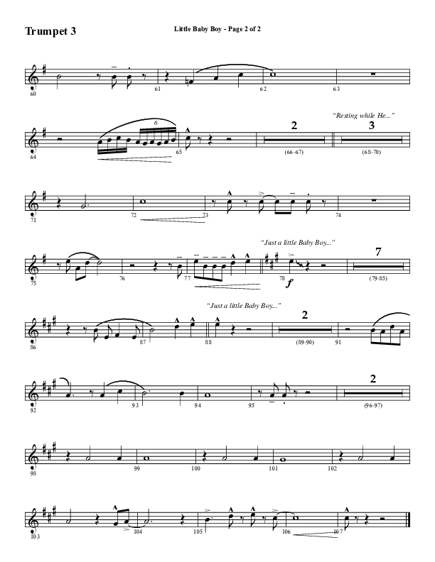 Little Baby Boy (Choral Anthem SATB) Trumpet 3 (Word Music Choral / Arr. J. Daniel Smith)