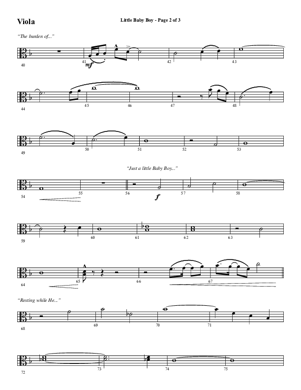 Little Baby Boy (Choral Anthem SATB) Viola (Word Music Choral / Arr. J. Daniel Smith)
