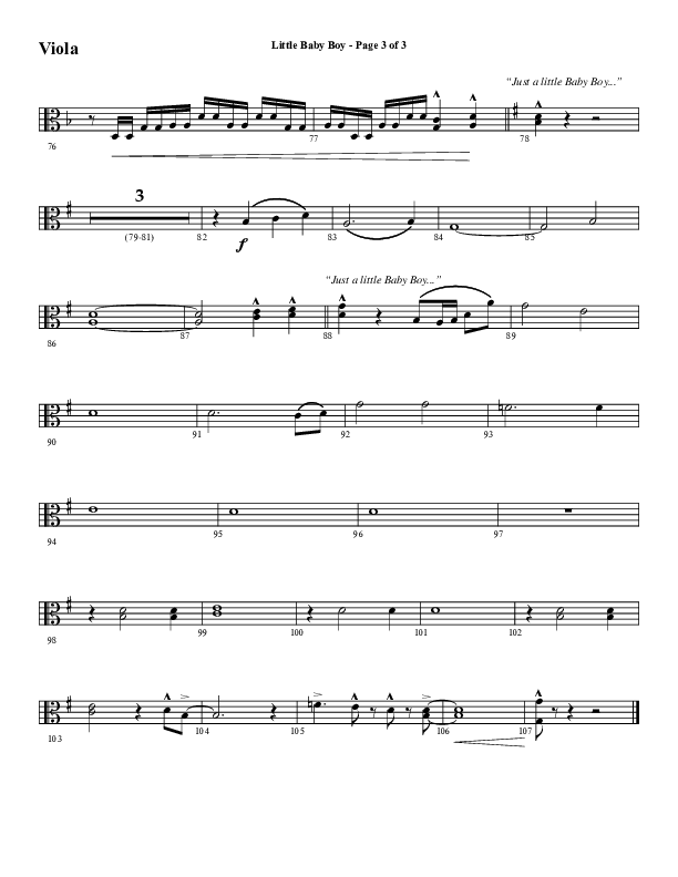 Little Baby Boy (Choral Anthem SATB) Viola (Word Music Choral / Arr. J. Daniel Smith)