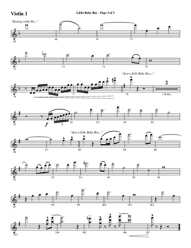 Little Baby Boy (Choral Anthem SATB) Violin 1 (Word Music Choral / Arr. J. Daniel Smith)