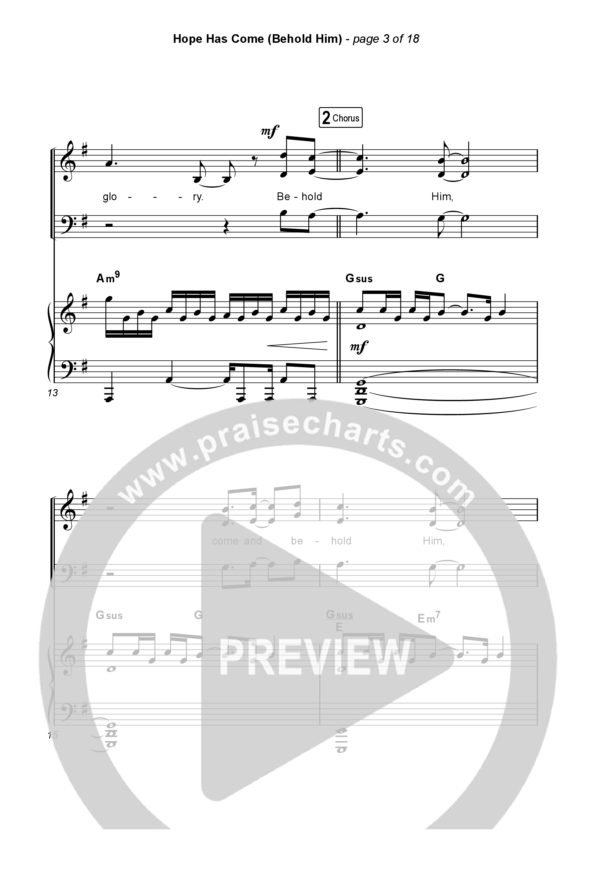 Hope Has Come (Behold Him) (Worship Choir SAB) Octavo (SAB & Pno) (Red Rocks Worship / Arr. Luke Gambill)