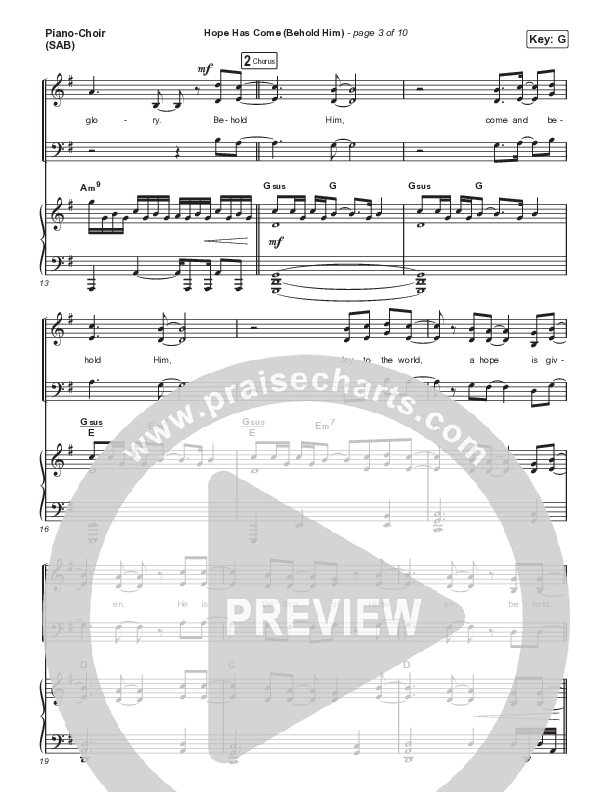 Hope Has Come (Behold Him) (Worship Choir SAB) Piano/Choir (SAB) (Red Rocks Worship / Arr. Luke Gambill)