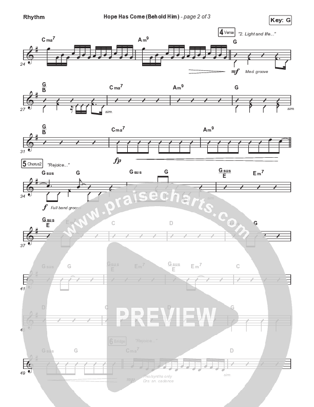 Hope Has Come (Behold Him) (Worship Choir SAB) Rhythm Pack (Red Rocks Worship / Arr. Luke Gambill)