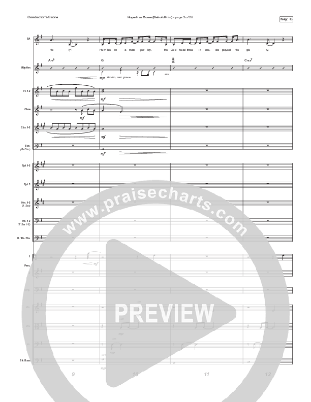 Hope Has Come (Behold Him) (Unison/2-Part Choir) Conductor's Score (Red Rocks Worship / Arr. Luke Gambill)