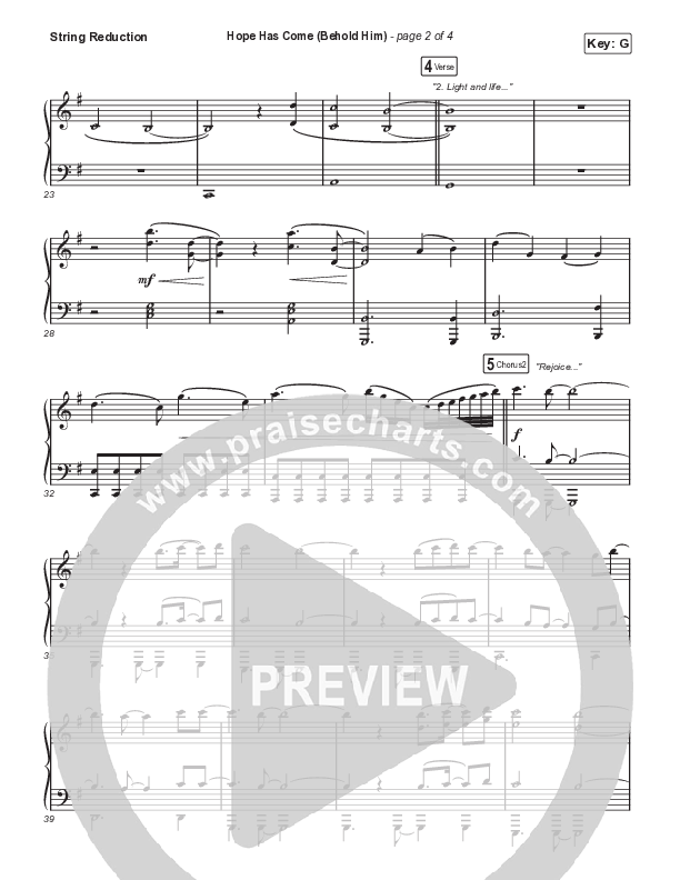 Hope Has Come (Behold Him) (Unison/2-Part Choir) String Reduction (Red Rocks Worship / Arr. Luke Gambill)