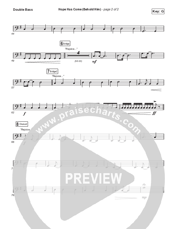 Hope Has Come (Behold Him) (Sing It Now SATB) Double Bass (Red Rocks Worship / Arr. Luke Gambill)