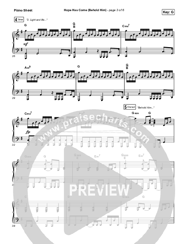 Hope Has Come (Behold Him) (Sing It Now SATB) Piano Sheet (Red Rocks Worship / Arr. Luke Gambill)