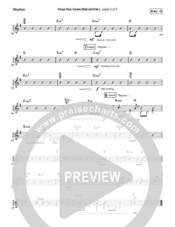 Hope Has Come (Behold Him) (Sing It Now SATB) Rhythm Pack (Red Rocks Worship / Arr. Luke Gambill)