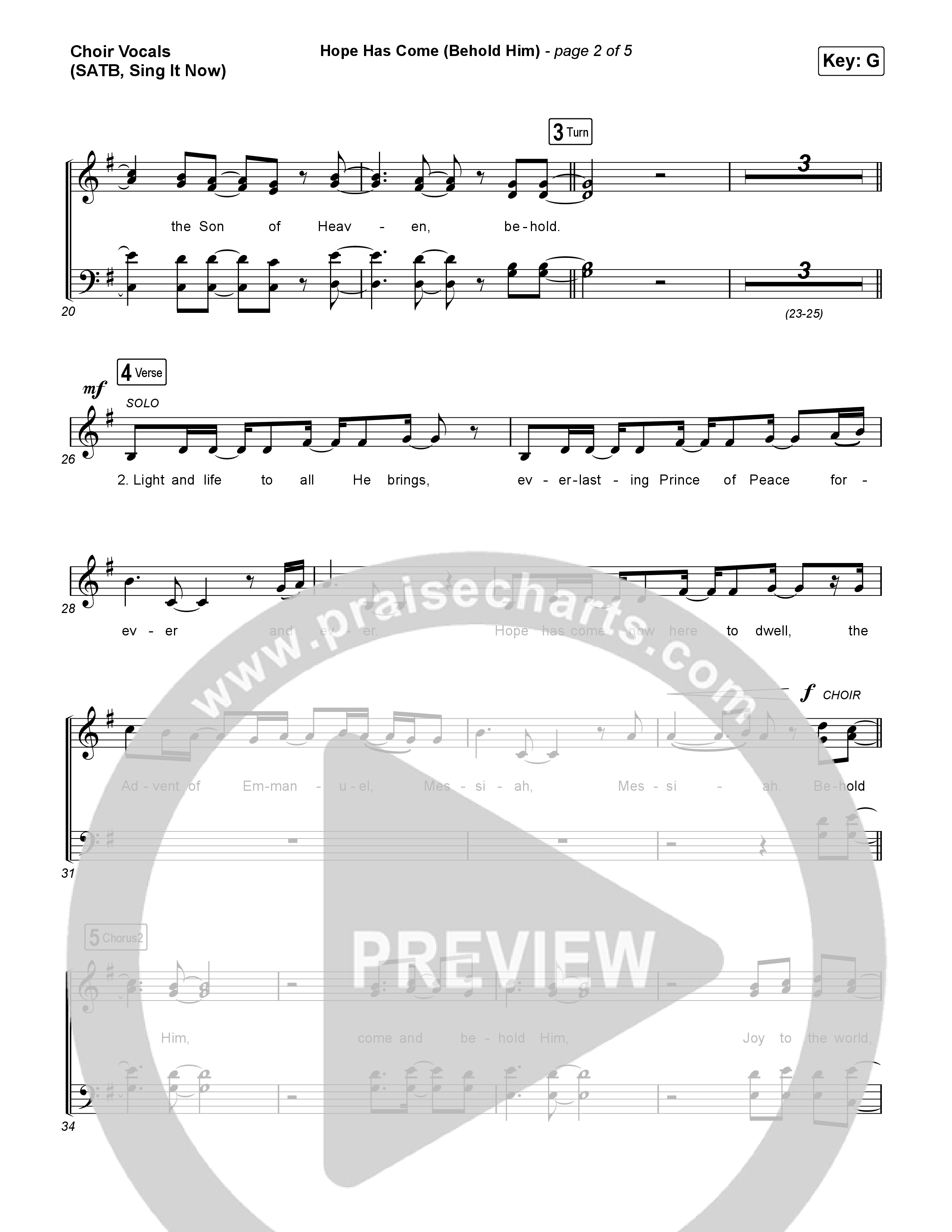 Hope Has Come (Behold Him) (Sing It Now SATB) Choir Sheet (SATB) (Red Rocks Worship / Arr. Luke Gambill)