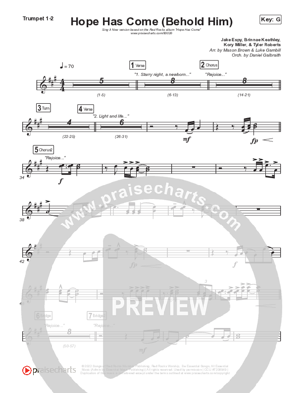 Hope Has Come (Behold Him) (Sing It Now SATB) Brass Pack (Red Rocks Worship / Arr. Luke Gambill)