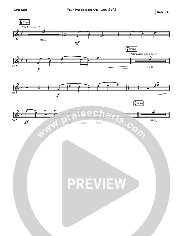 Your Praise Goes On (Choral Anthem SATB) Alto Sax (Crowder / Arr. Luke Gambill)