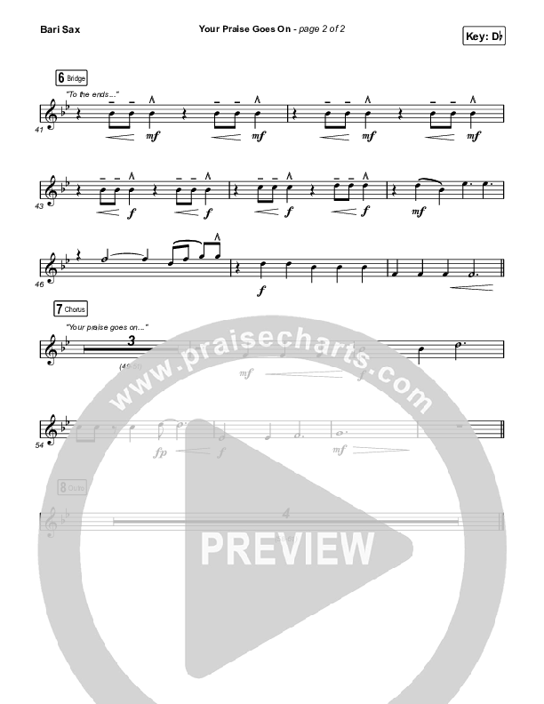 Your Praise Goes On (Choral Anthem SATB) Bari Sax (Crowder / Arr. Luke Gambill)