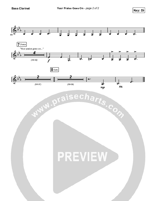 Your Praise Goes On (Choral Anthem SATB) Bass Clarinet (Crowder / Arr. Luke Gambill)